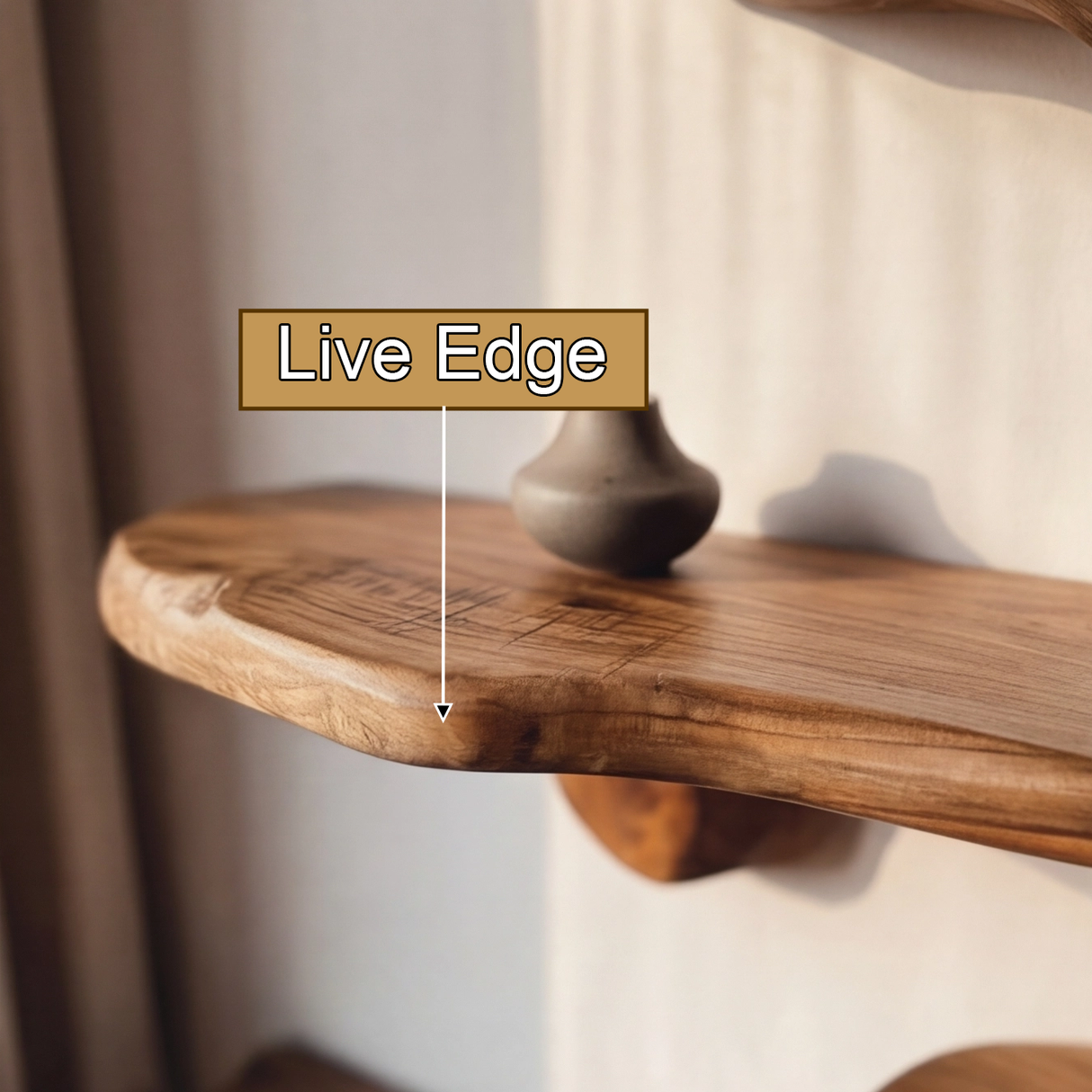 Echra Sculptural Handcrafted Solid Wood Mushroom Floating Shelf - Timberustic Floating Shelf