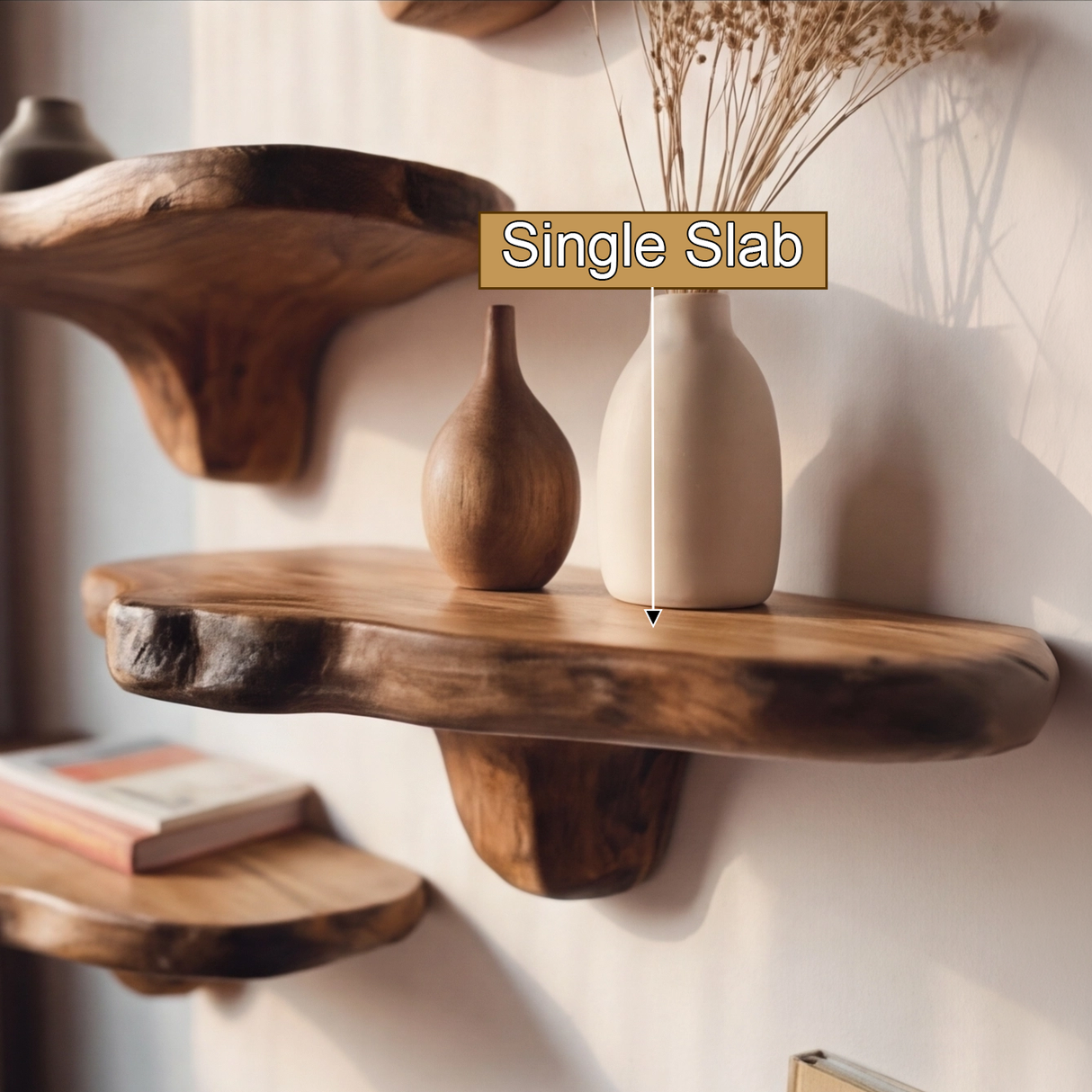 Echra Sculptural Handcrafted Solid Wood Mushroom Floating Shelf - Timberustic Floating Shelf