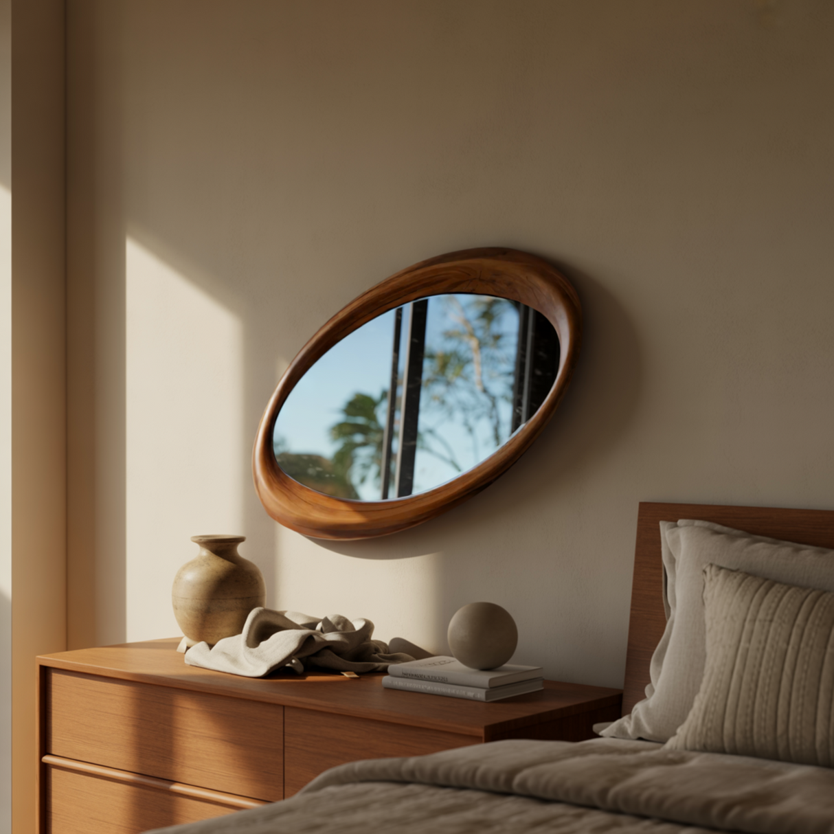 Eclipsera Artisan-Sculpted Solid Wood Mirror