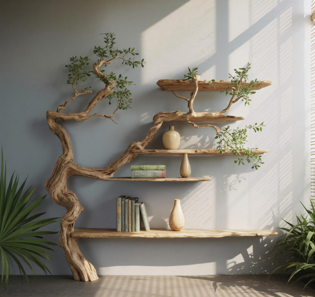 Elara Organic Modern Solid Wood Tree Bookshelf
