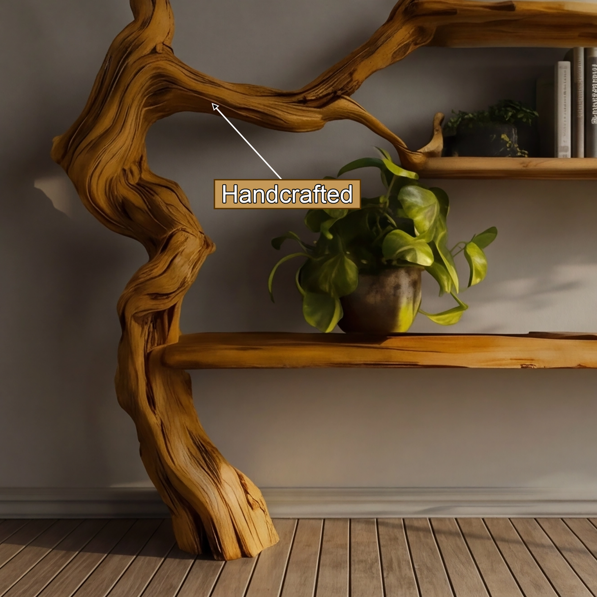 Elara Organic Modern Solid Wood Tree Bookshelf - Timberustic Tree Bookshelf