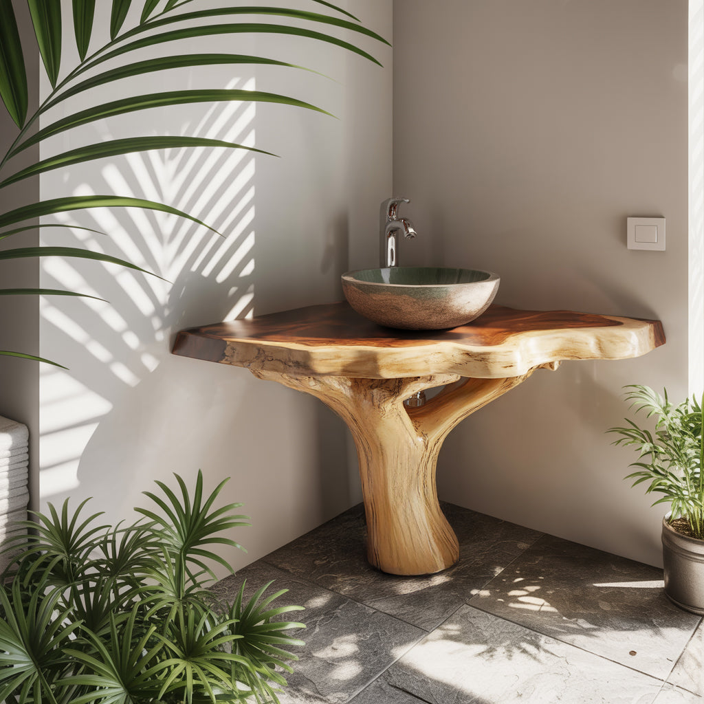 Elara Root-Form Corner Bathroom Vanity - Timberustic Corner Bathroom Vanity