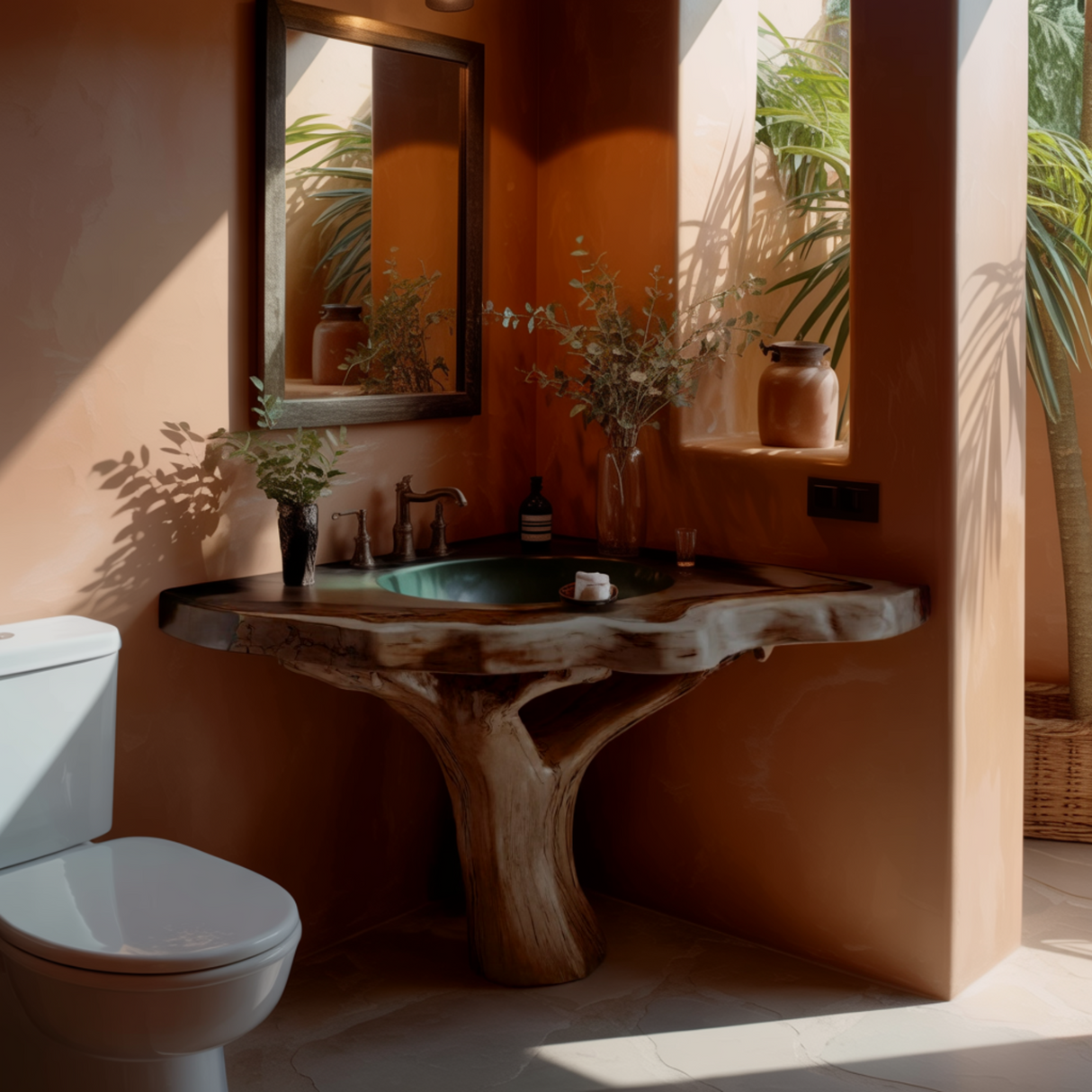 Elara Root-Form Corner Bathroom Vanity - Timberustic Corner Bathroom Vanity