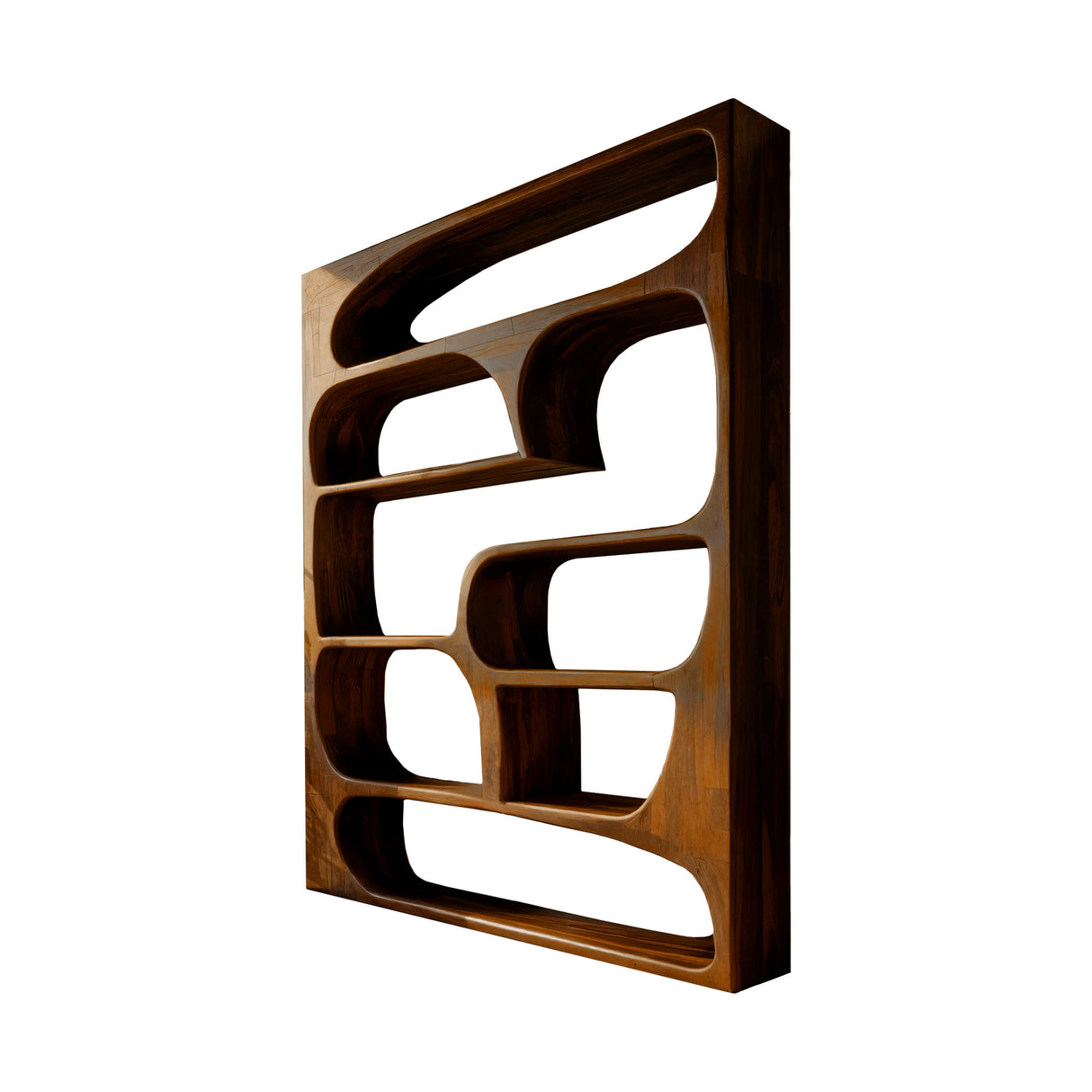 Elara Sculptural Organic Solid Wood Bookshelf Brown - Timberustic Bookshelf