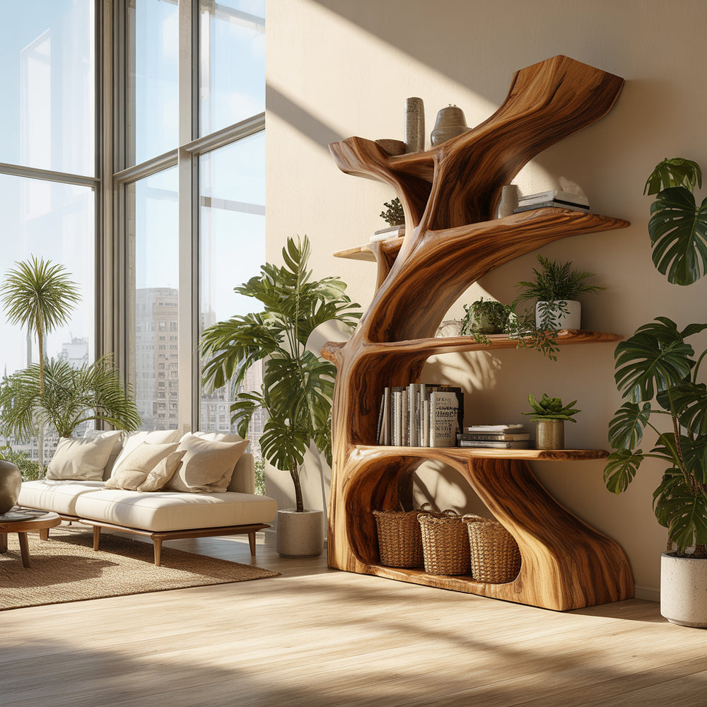 Elara Treeform Solid Wood Bookshelf