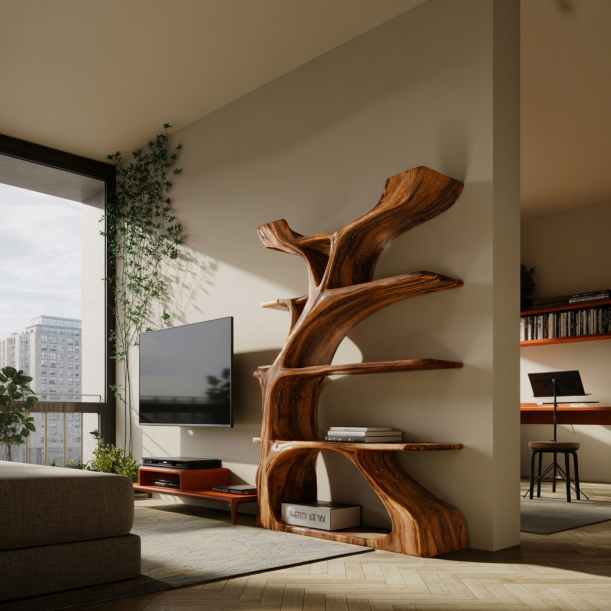 Elara Treeform Solid Wood Bookshelf