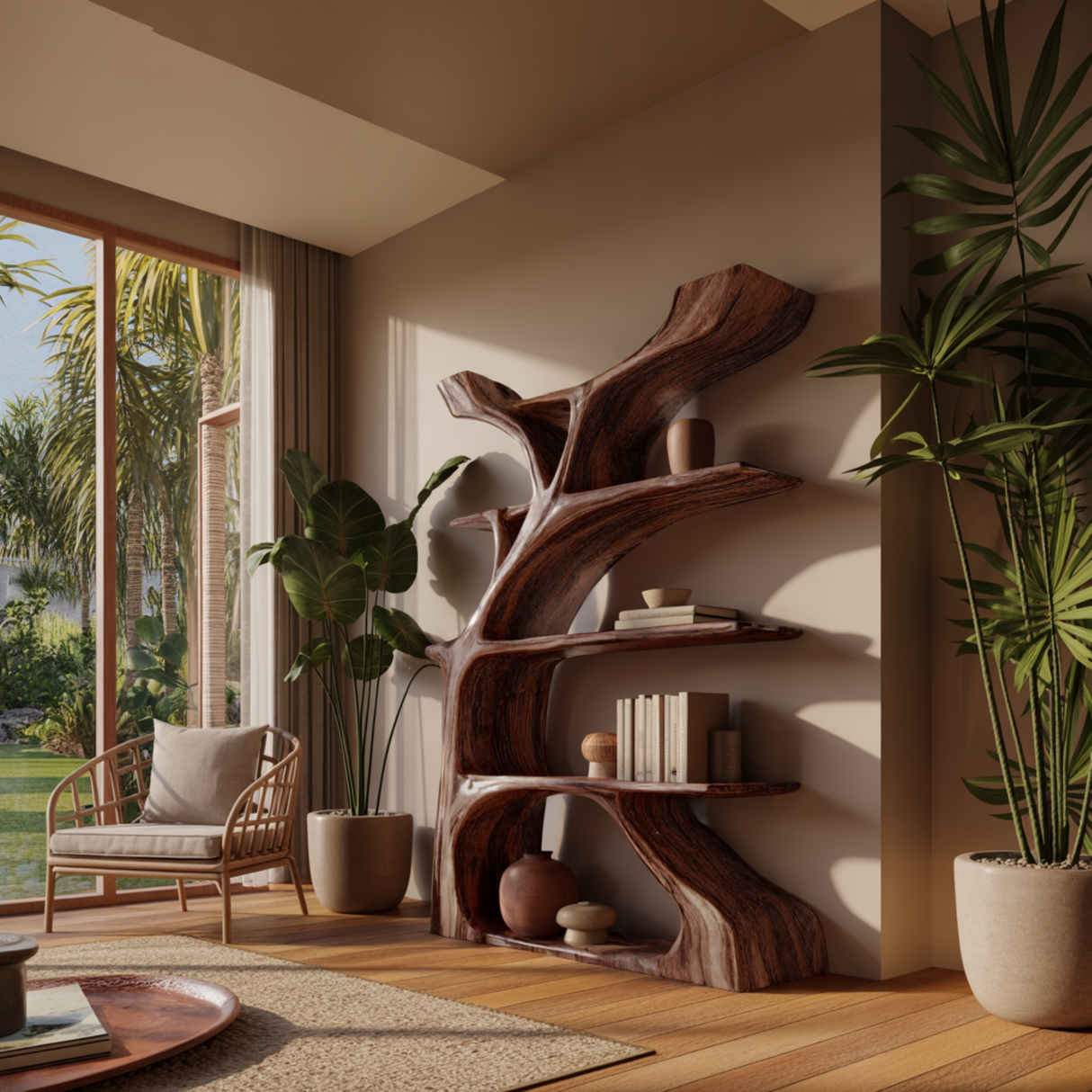 Elara Treeform Solid Wood Bookshelf