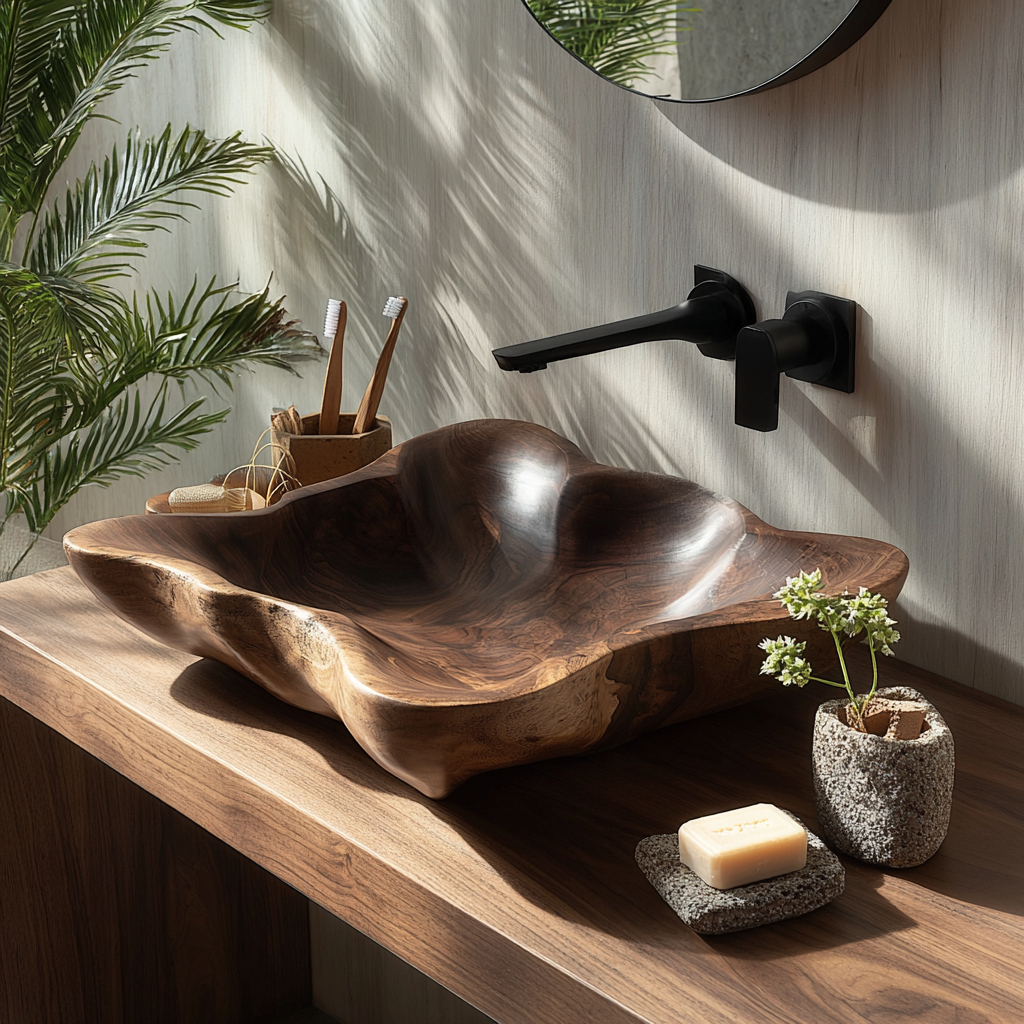 Elarin Bloom Handcrafted Solid Wood Vessel Sink