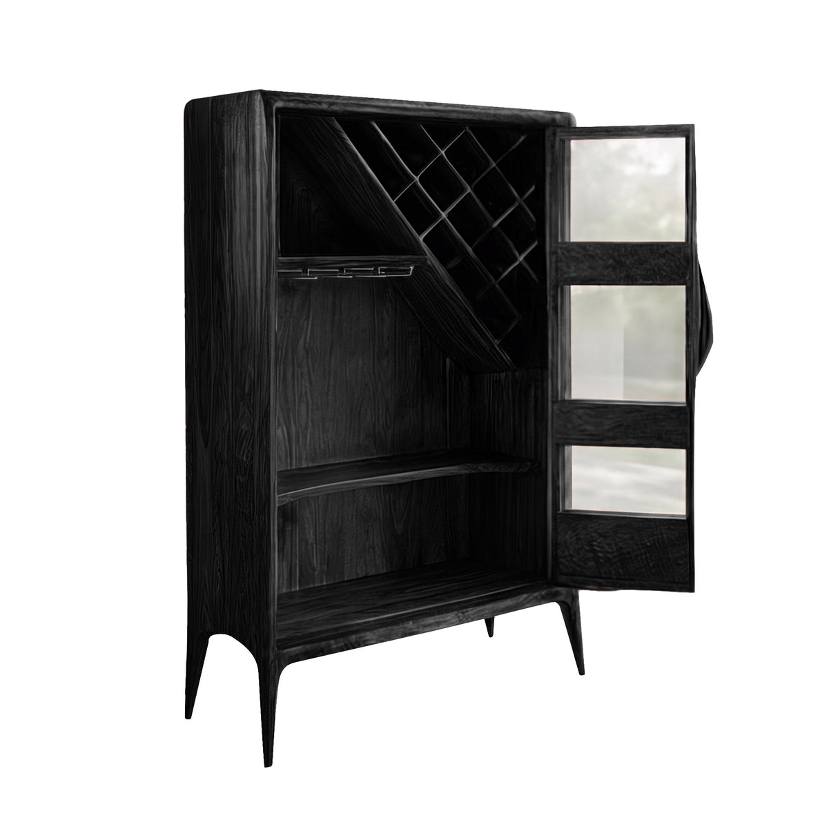 Elarion Handcrafted Solid Wood Bar Cabinet