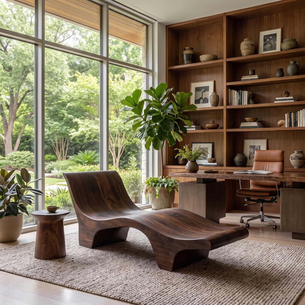 Elarion Handcrafted Solid Wood Chaise Lounge