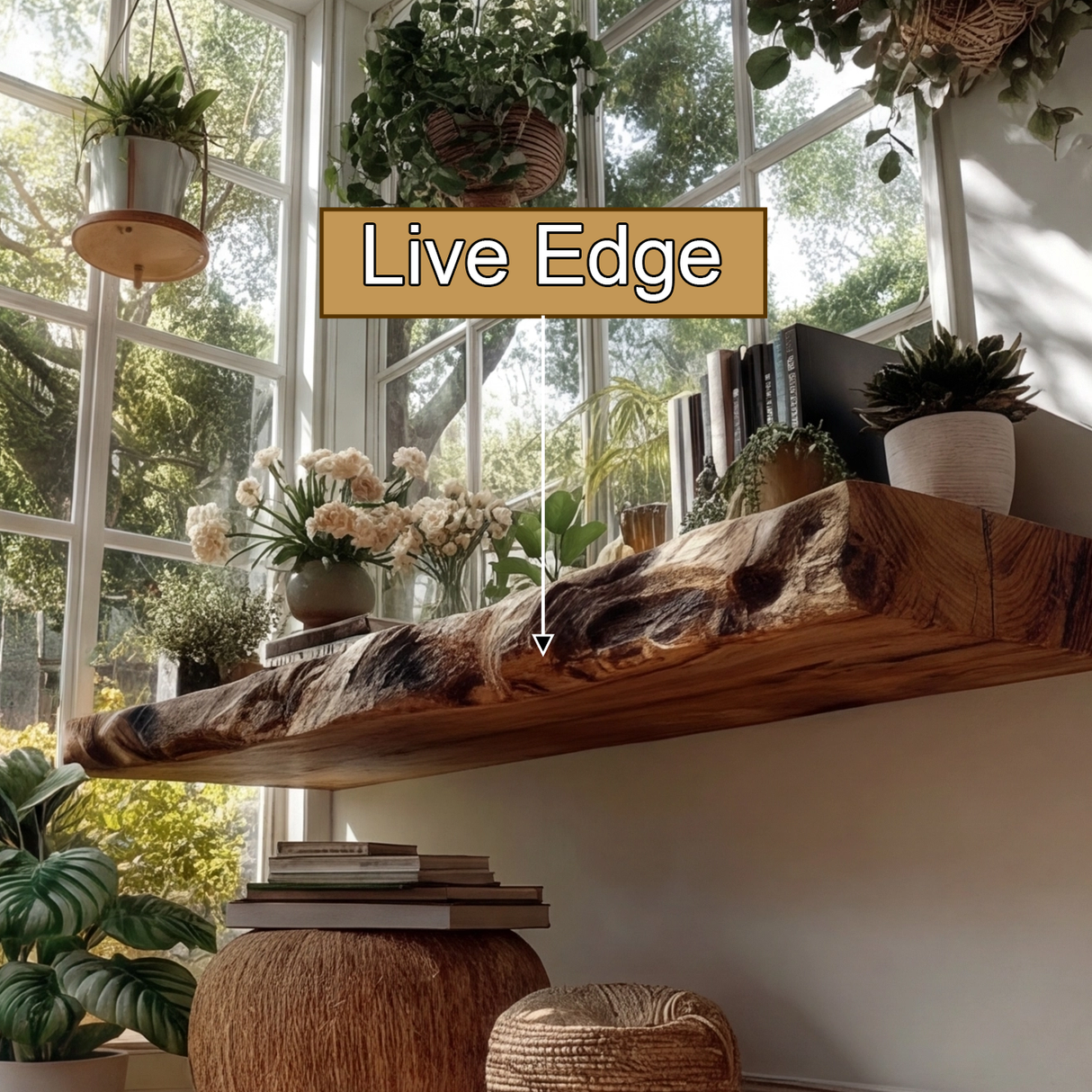 Elarion Live Edge Solid Wood Floating Shelf SPA284713 - Timberustic Floating Shelf