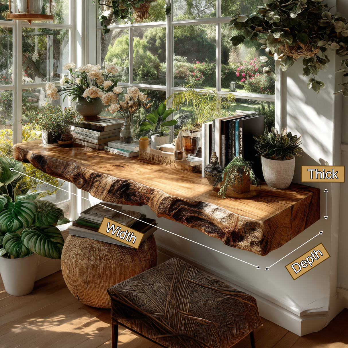 Elarion Live Edge Solid Wood Floating Shelf SPA284713 - Timberustic Floating Shelf