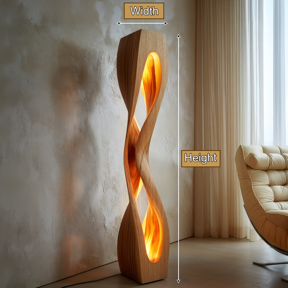 Elarion Sculpted Helix Integrated LED Wood Floor Lamp - Timberustic Floor Lamp