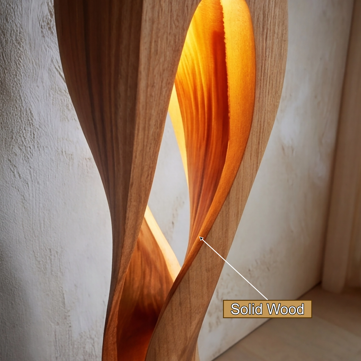 Elarion Sculpted Helix Integrated LED Wood Floor Lamp - Timberustic Floor Lamp
