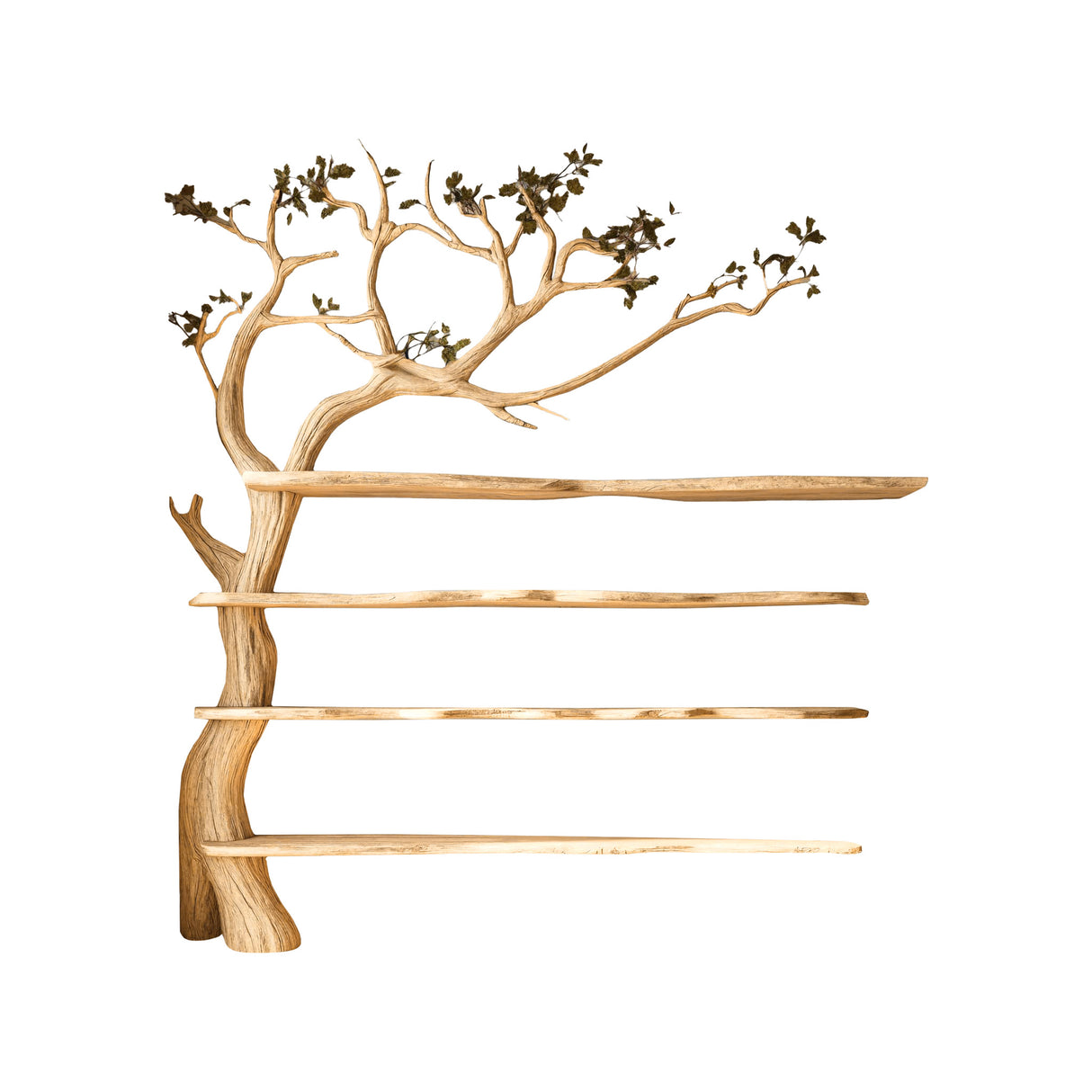 Elaris Branch Solid Wood Tree Bookshelf Natural Oak - Timberustic Tree Bookshelf