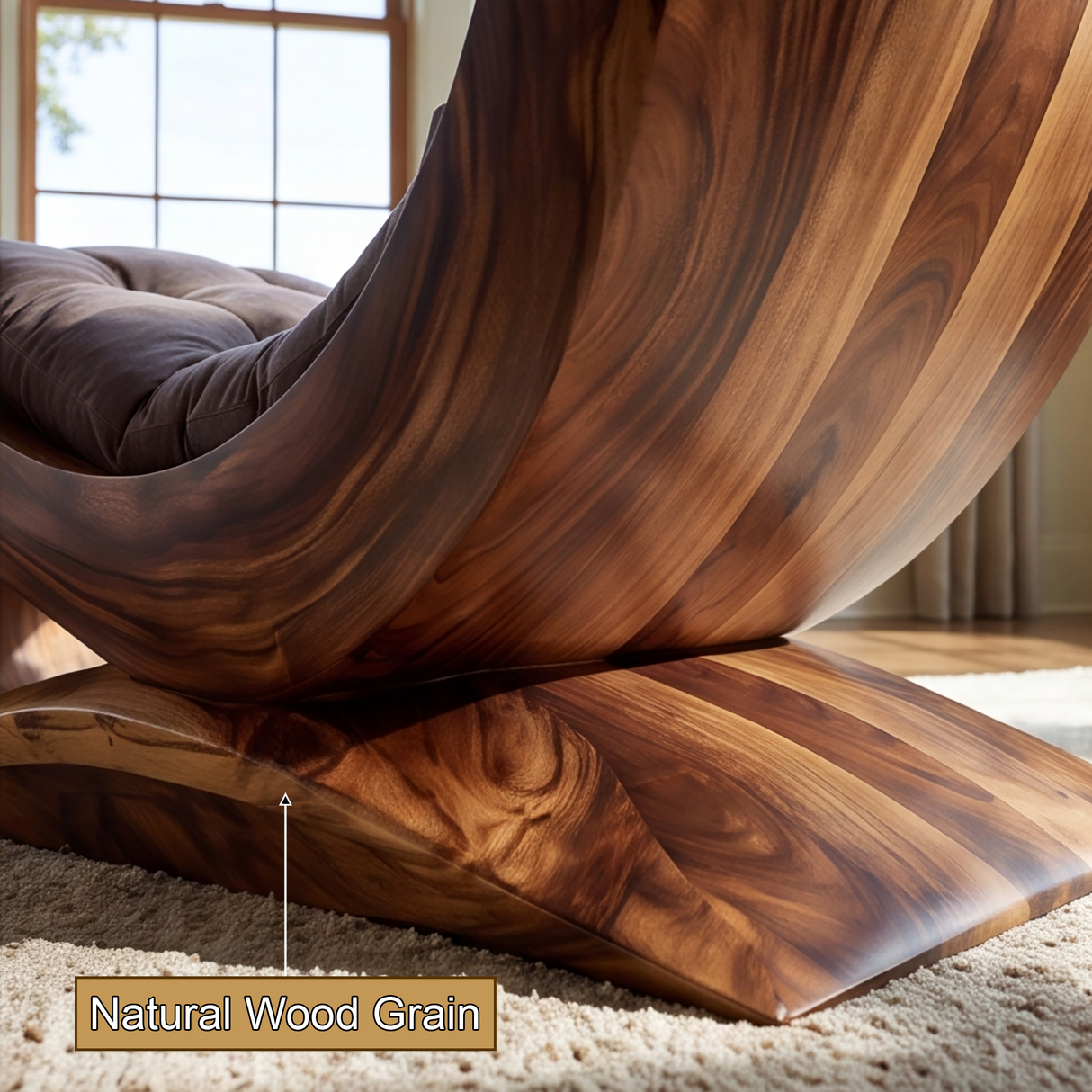 Elaris Handcrafted Sculpted Solid Wood Chaise Lounge