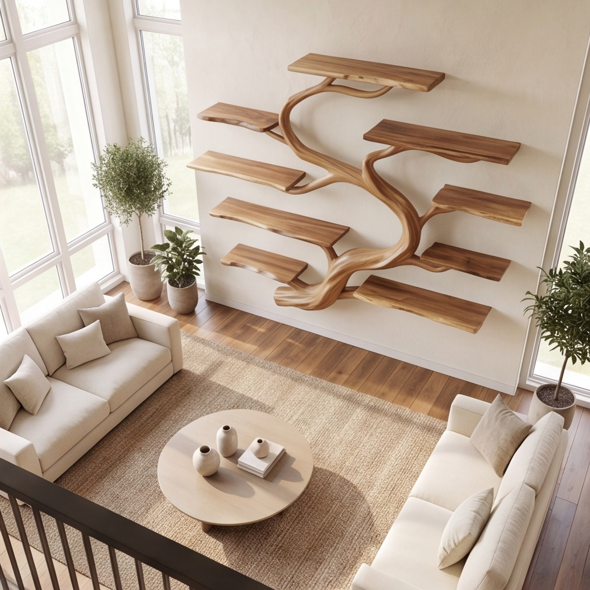 Elaris Handcrafted Solid Wood Floating Tree Bookshelf