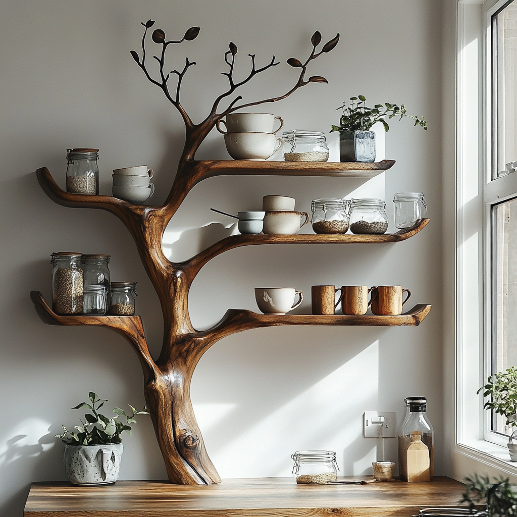 Elaris Live Edge Solid Wood Kitchen Shelf - Timberustic Kitchen Shelf
