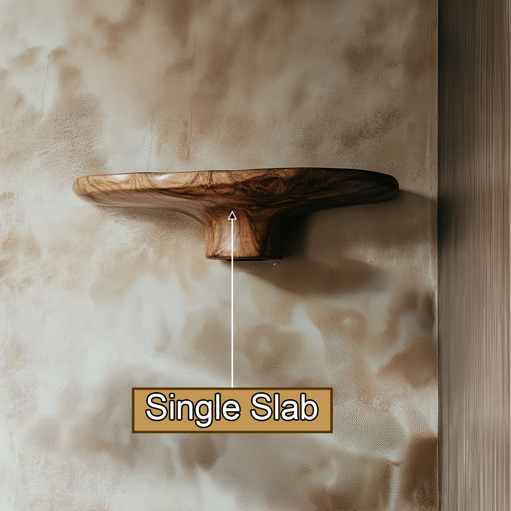 Elaris Sculpted Solid Wood Mushroom Floating Shelf SPA325345 - Timberustic Floating Shelf