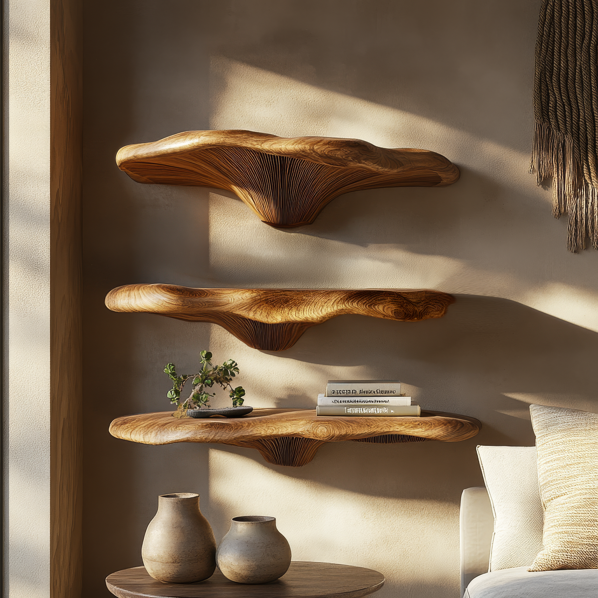 Elarith Live Edge Solid Wood Mushroom Floating Shelf SPA543488 - Timberustic Floating Shelf