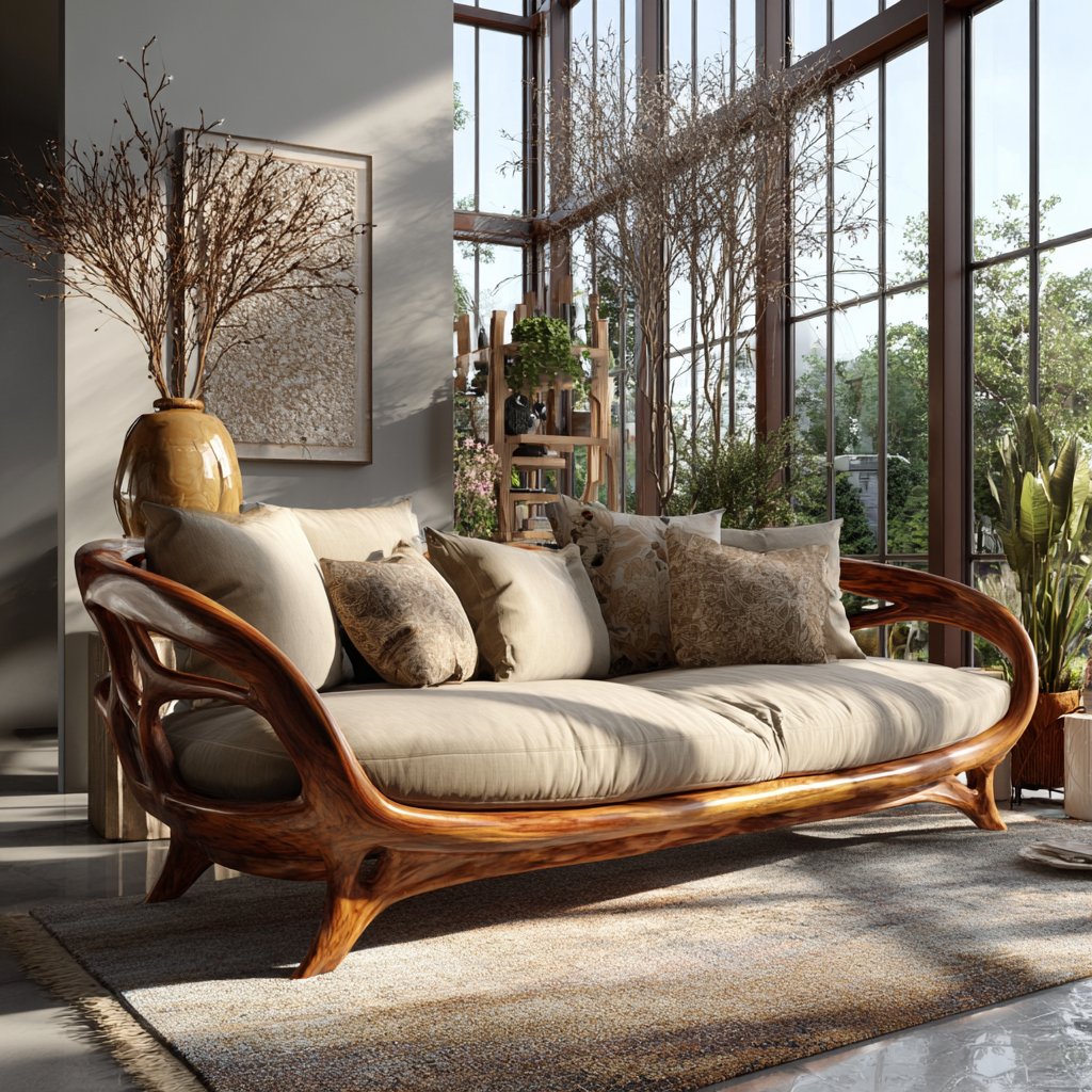 Elaro Sculpted Solid Wood Sofa - Timberustic Sofa