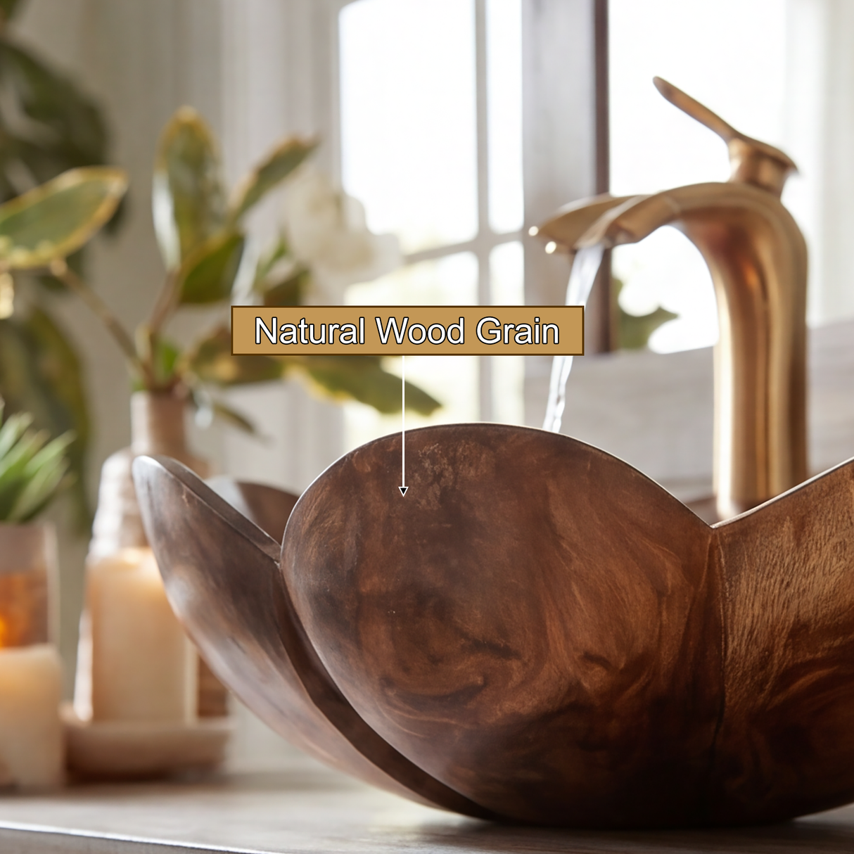 Elarose Handcrafted Solid Wood Flower Vessel Sink - Timberustic Vessel Sinks