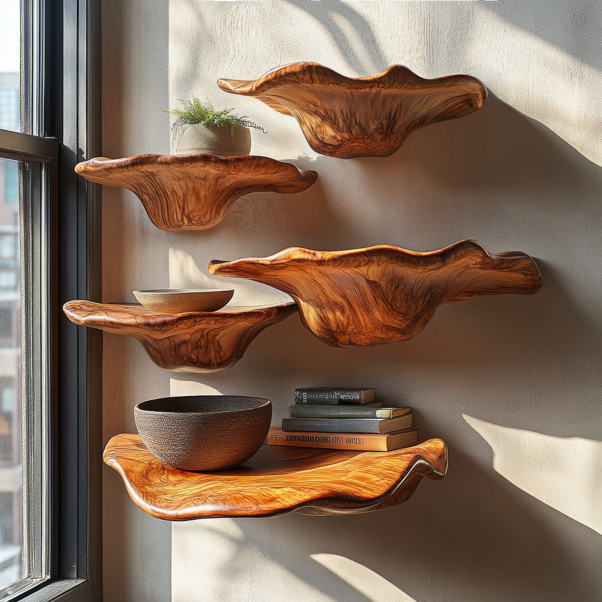 Elarune Live Edge Solid Wood Mushroom Floating Shelf SPA349342 - Timberustic Floating Shelf