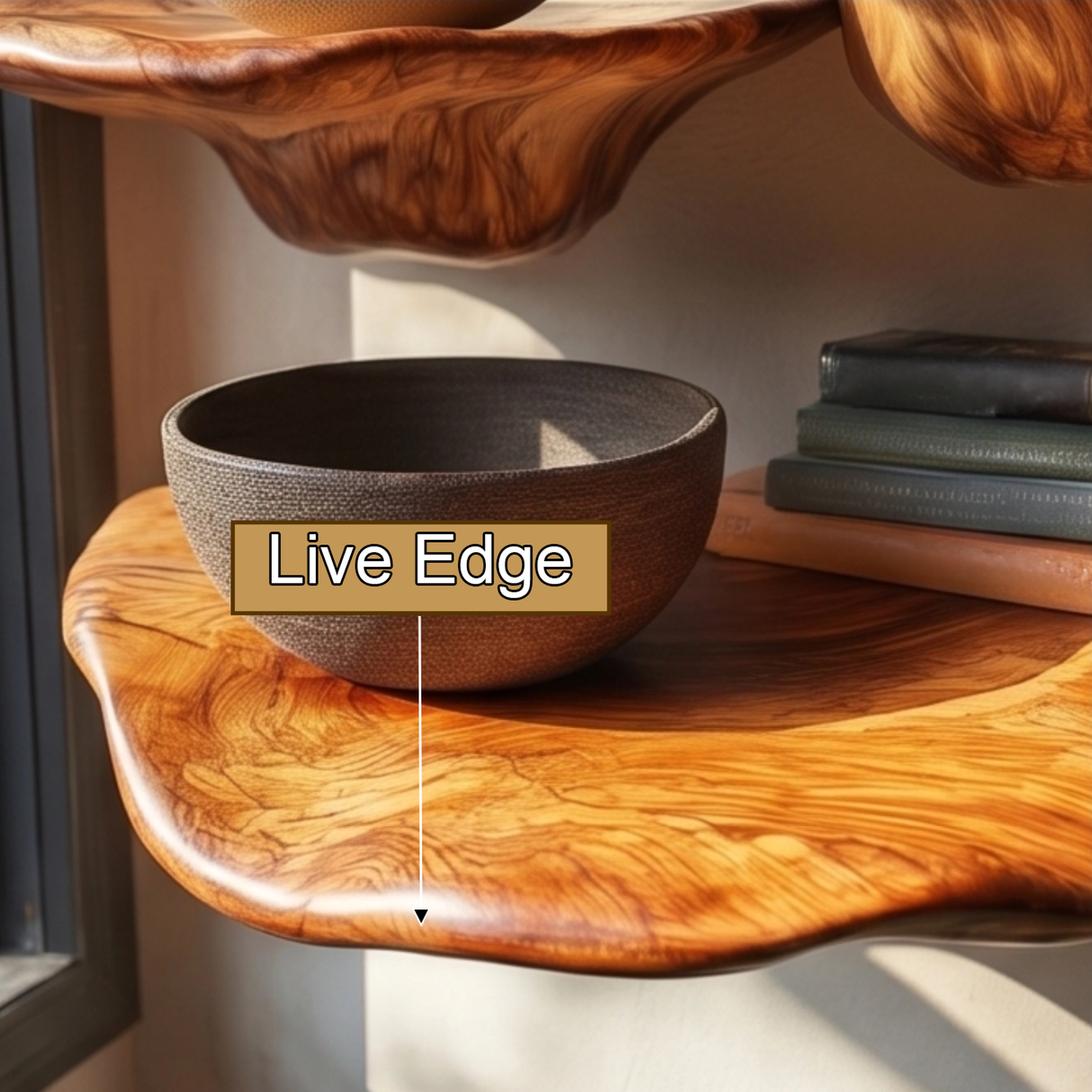 Elarune Live Edge Solid Wood Mushroom Floating Shelf SPA349342 - Timberustic Floating Shelf