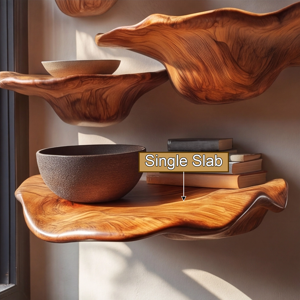 Elarune Live Edge Solid Wood Mushroom Floating Shelf SPA349342 - Timberustic Floating Shelf