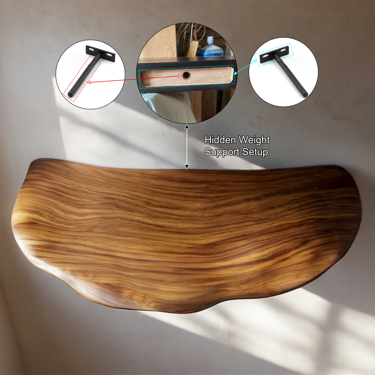 Elarvyn Sculpted Solid Wood Mushroom Floating Shelf - Timberustic Floating Shelf