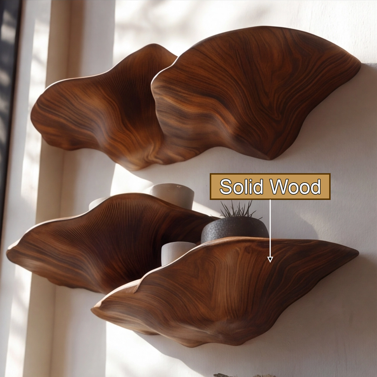 Elarvyn Sculpted Solid Wood Mushroom Floating Shelf - Timberustic Floating Shelf