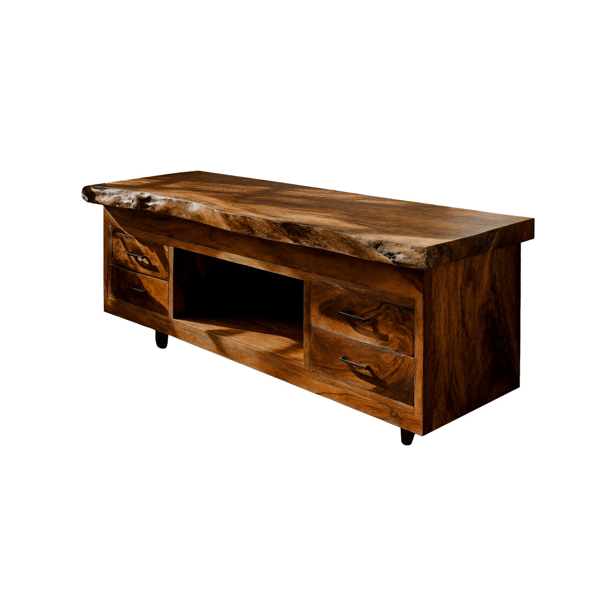 Eldara Live Edge Solid Wood Freestanding Bathroom Vanity with Drawers Brown - Timberustic Freestanding Bathroom Vanity with Drawers