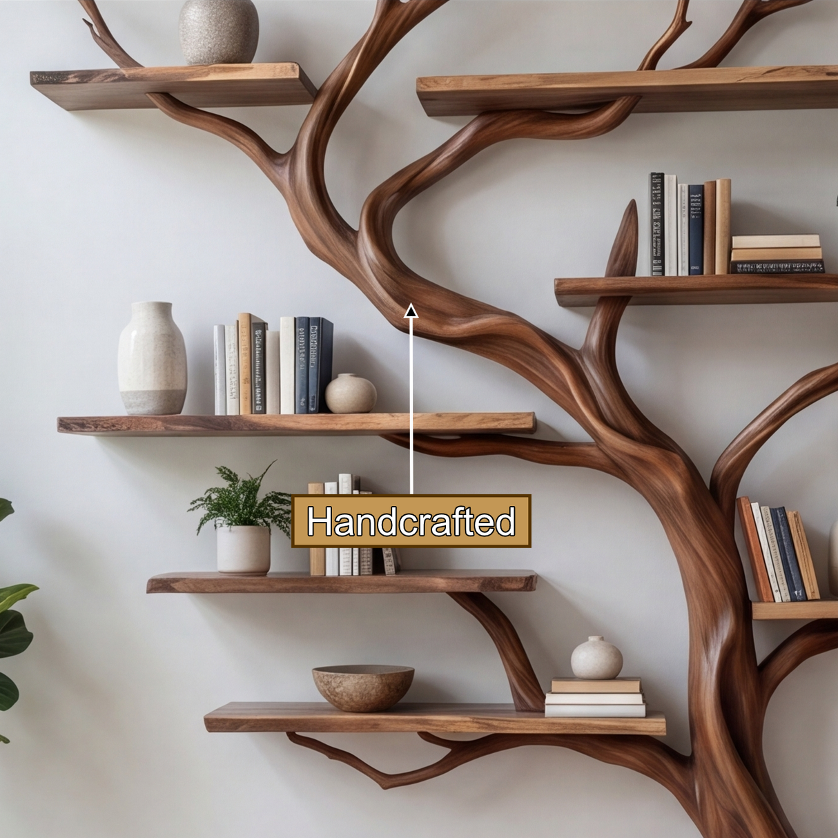 Eldergrove Handcrafted Solid Wood Floating Tree Bookshelf