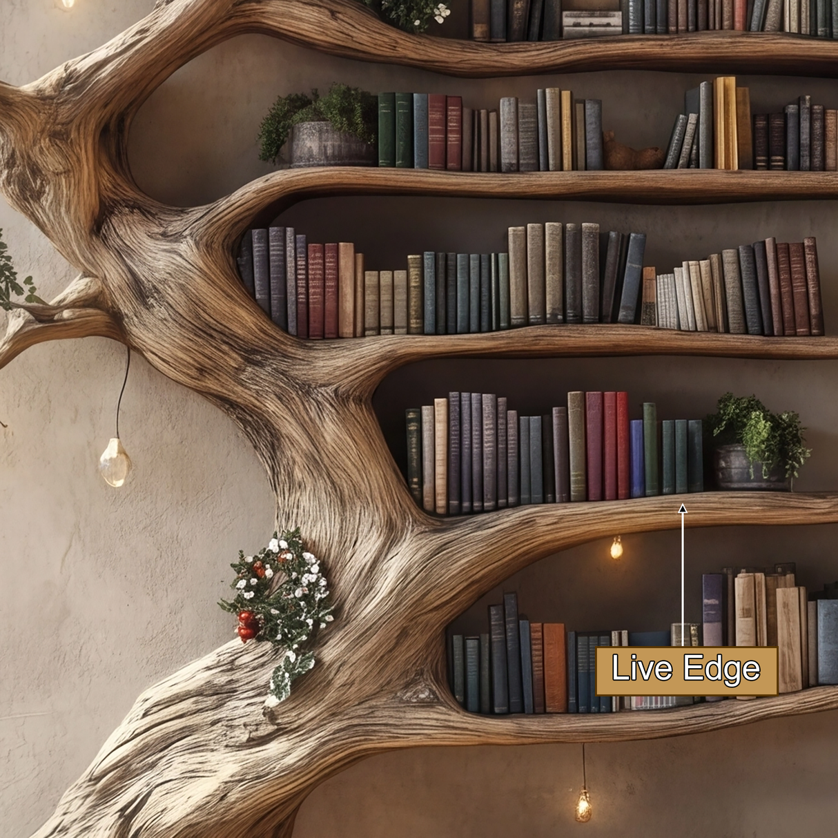 Eldergrove Sculpted Solid Wood Tree Bookshelf - Timberustic Tree Bookshelf