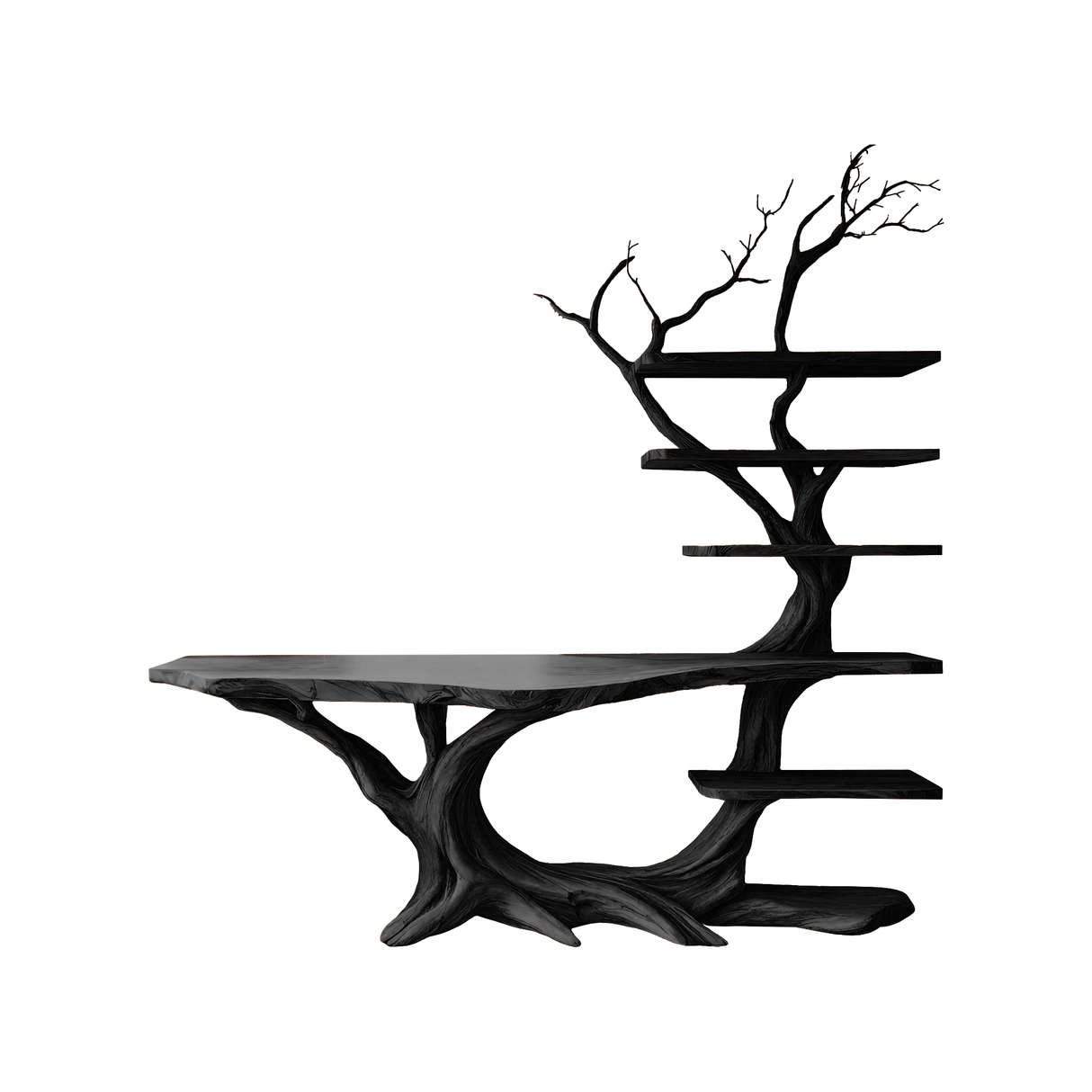 Eldergrove Solid Wood Console Table with Shelves Black - Timberustic Console Table with Shelves