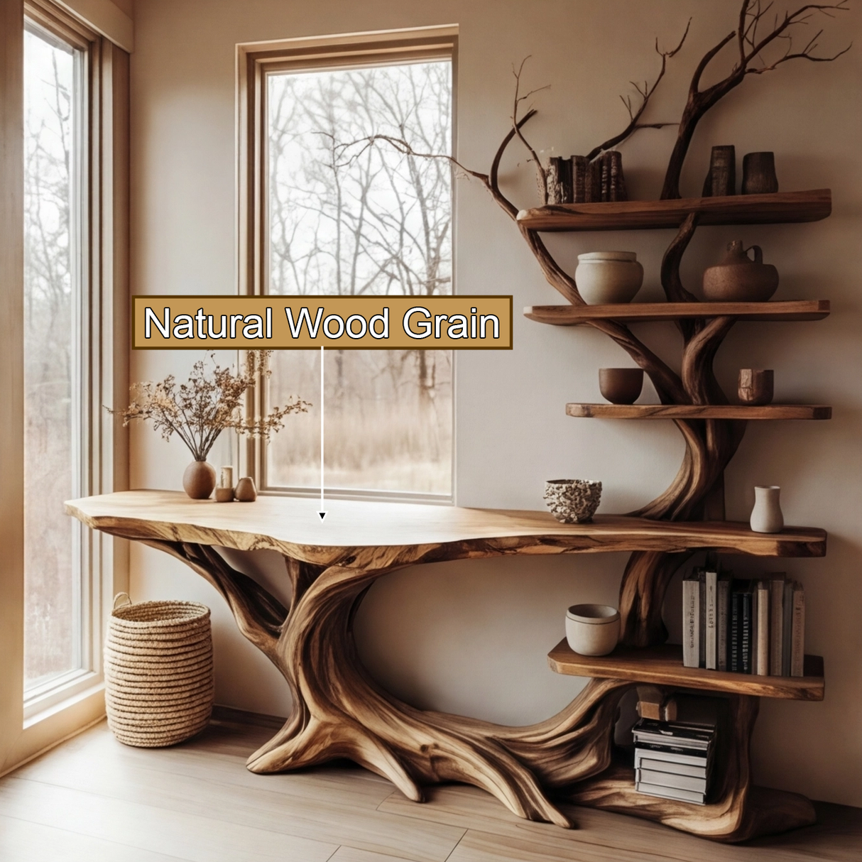 Eldergrove Solid Wood Console Table with Shelves - Timberustic Console Table with Shelves