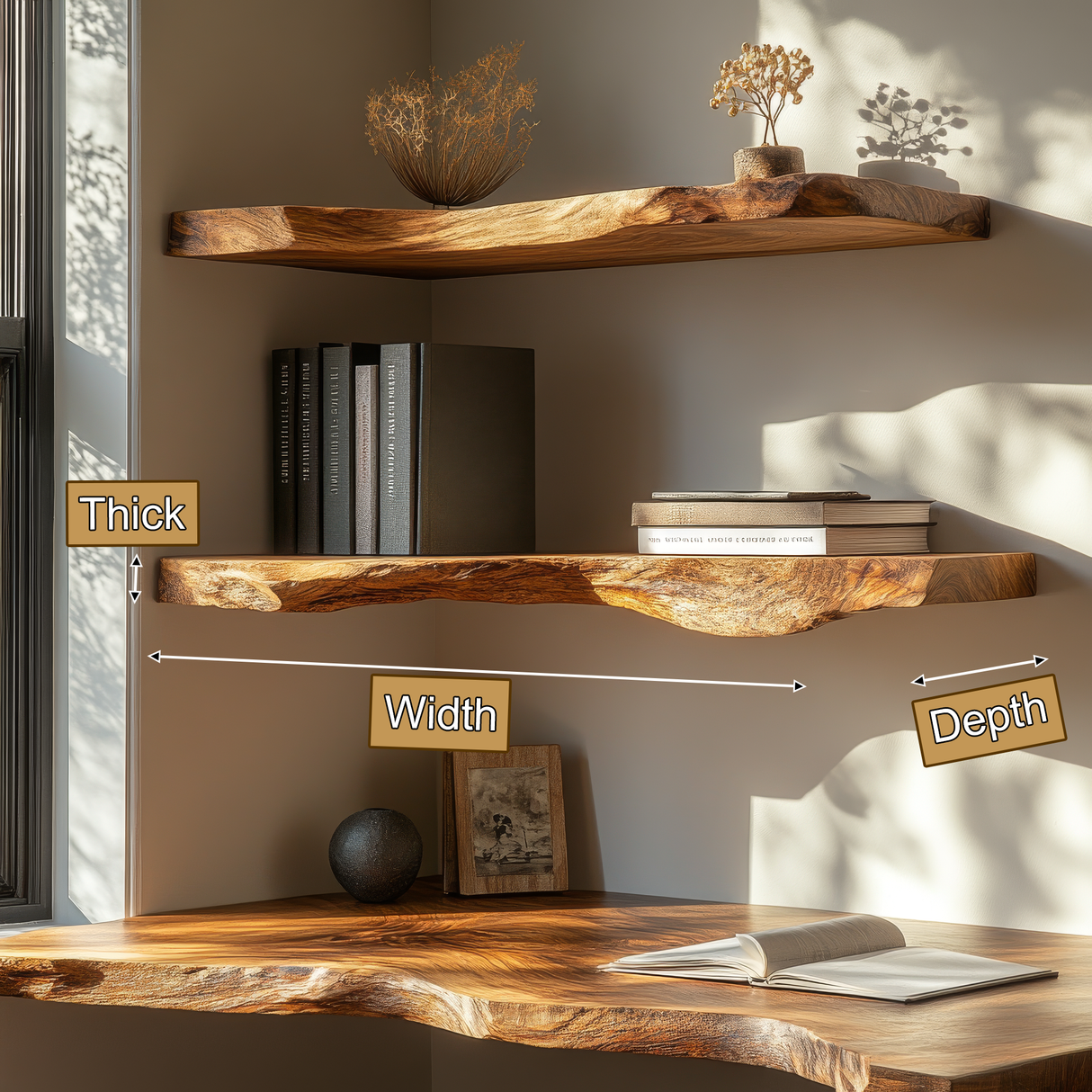 Eldorin Live Edge Solid Wood Floating Shelf SPA852820 - Timberustic Floating Shelf