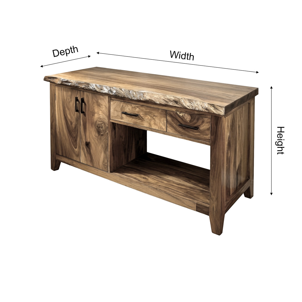 Eldorin Live Edge Solid Wood Freestanding Bathroom Vanity with Cabinet - Timberustic Freestanding Bathroom Vanity with Cabinet