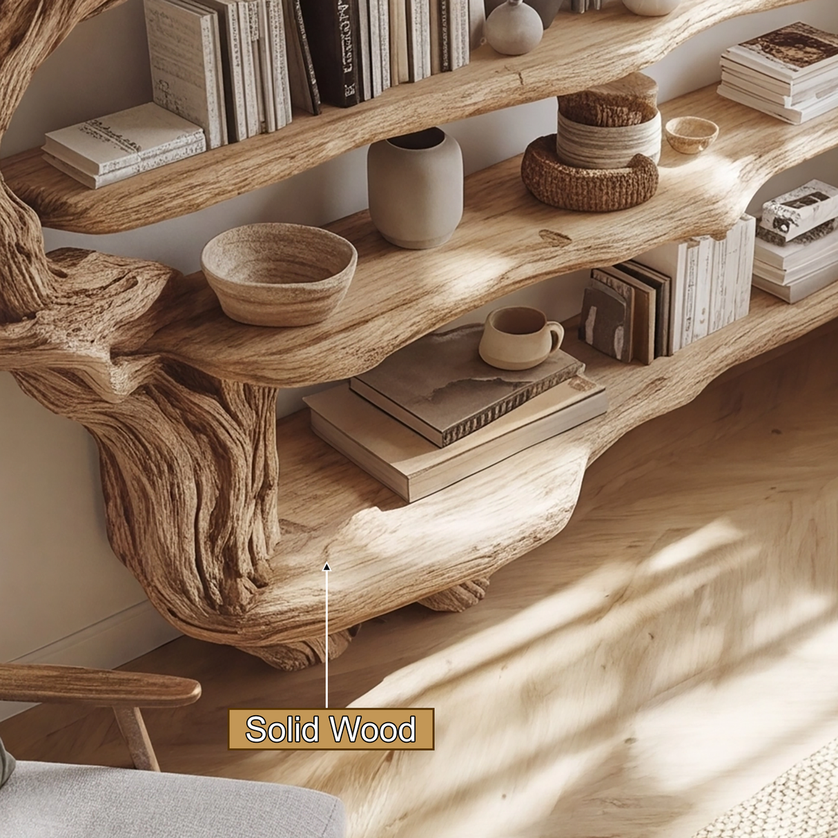 Eldorwyn Sculpted Solid Wood Tree Bookshelf - Timberustic Tree Bookshelf
