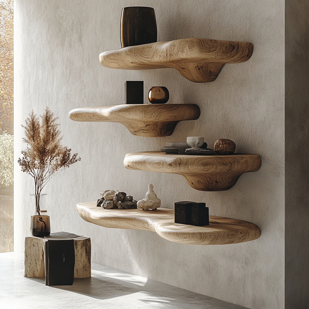 Eldovar Organic Solid Wood Mushroom Floating Shelf - Timberustic Floating Shelf