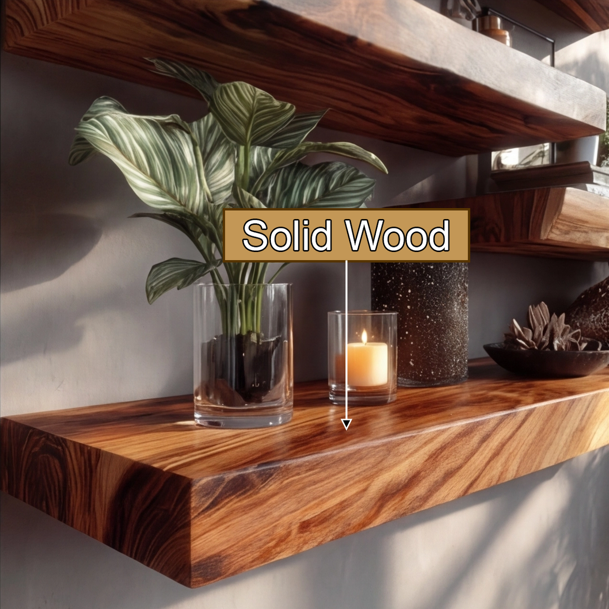 Eldran Live Edge Solid Wood Floating Shelf - Timberustic Floating Shelf