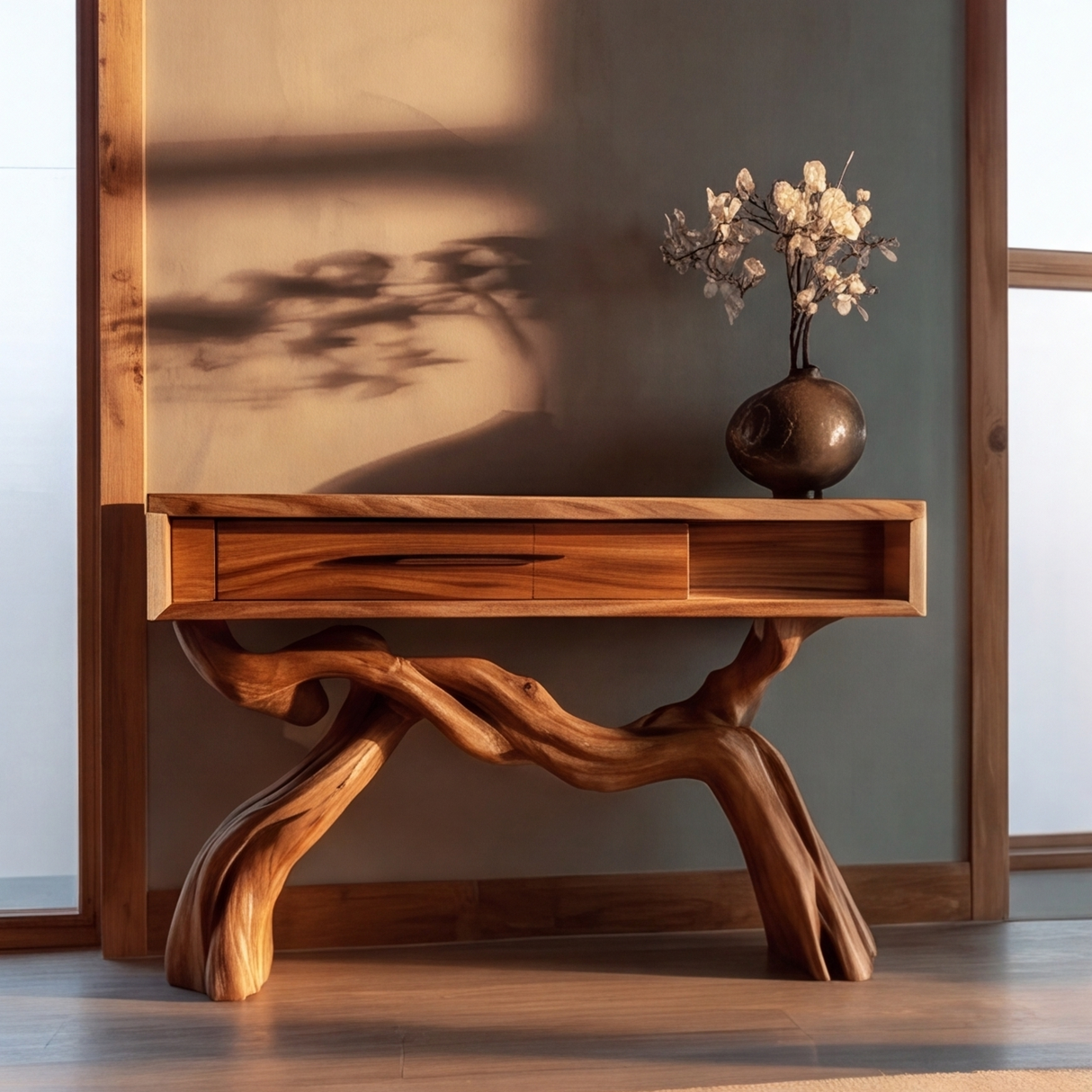 Eldrathen Sculpted Solid Wood Console Table SPA936875