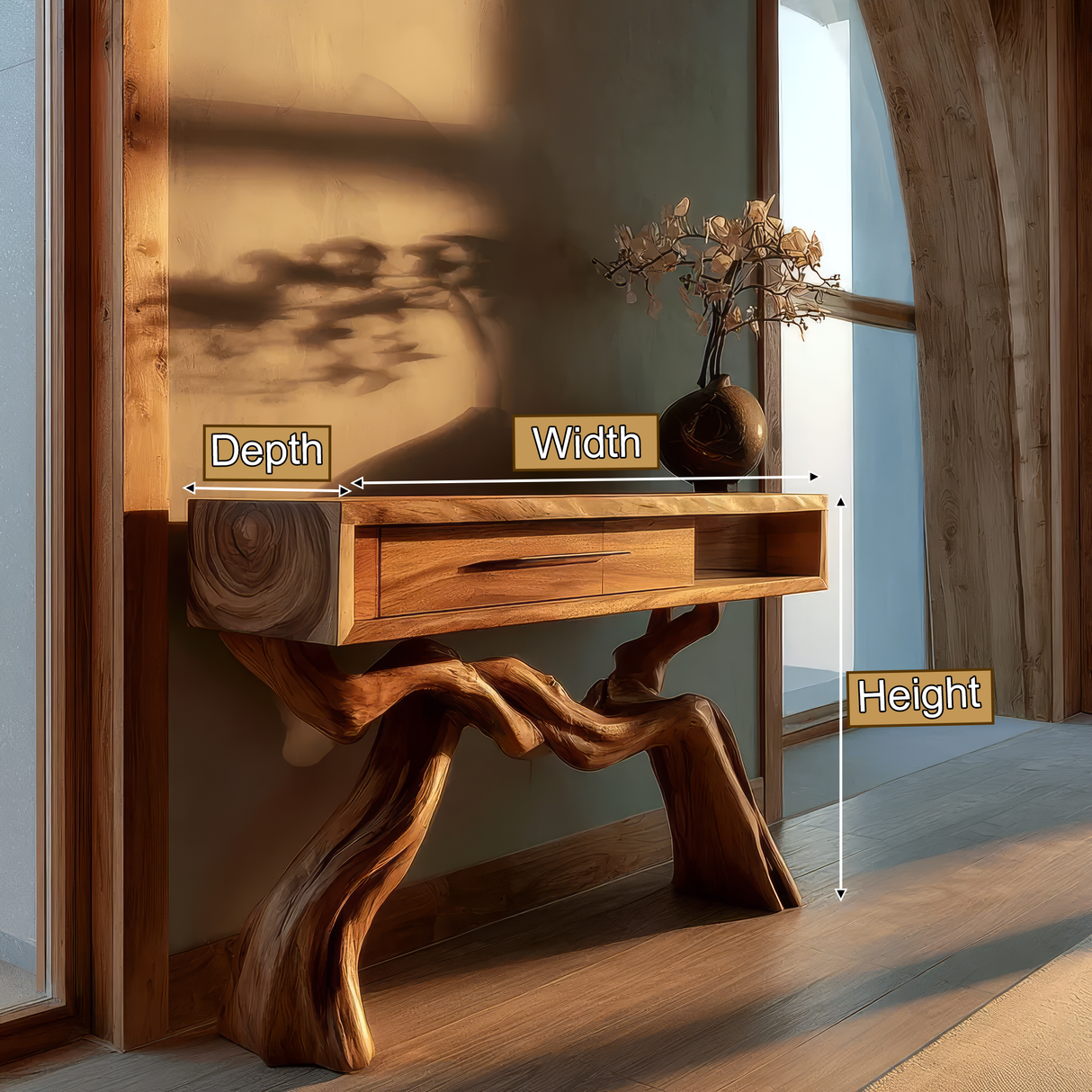 Eldrathen Sculpted Solid Wood Console Table SPA936875