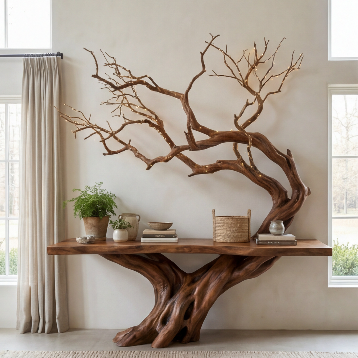 Eldravane Sculpted Solid Wood Console Table