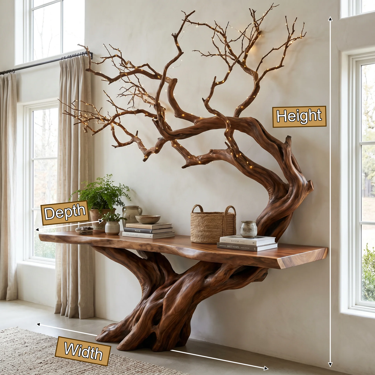 Eldravane Sculpted Solid Wood Console Table