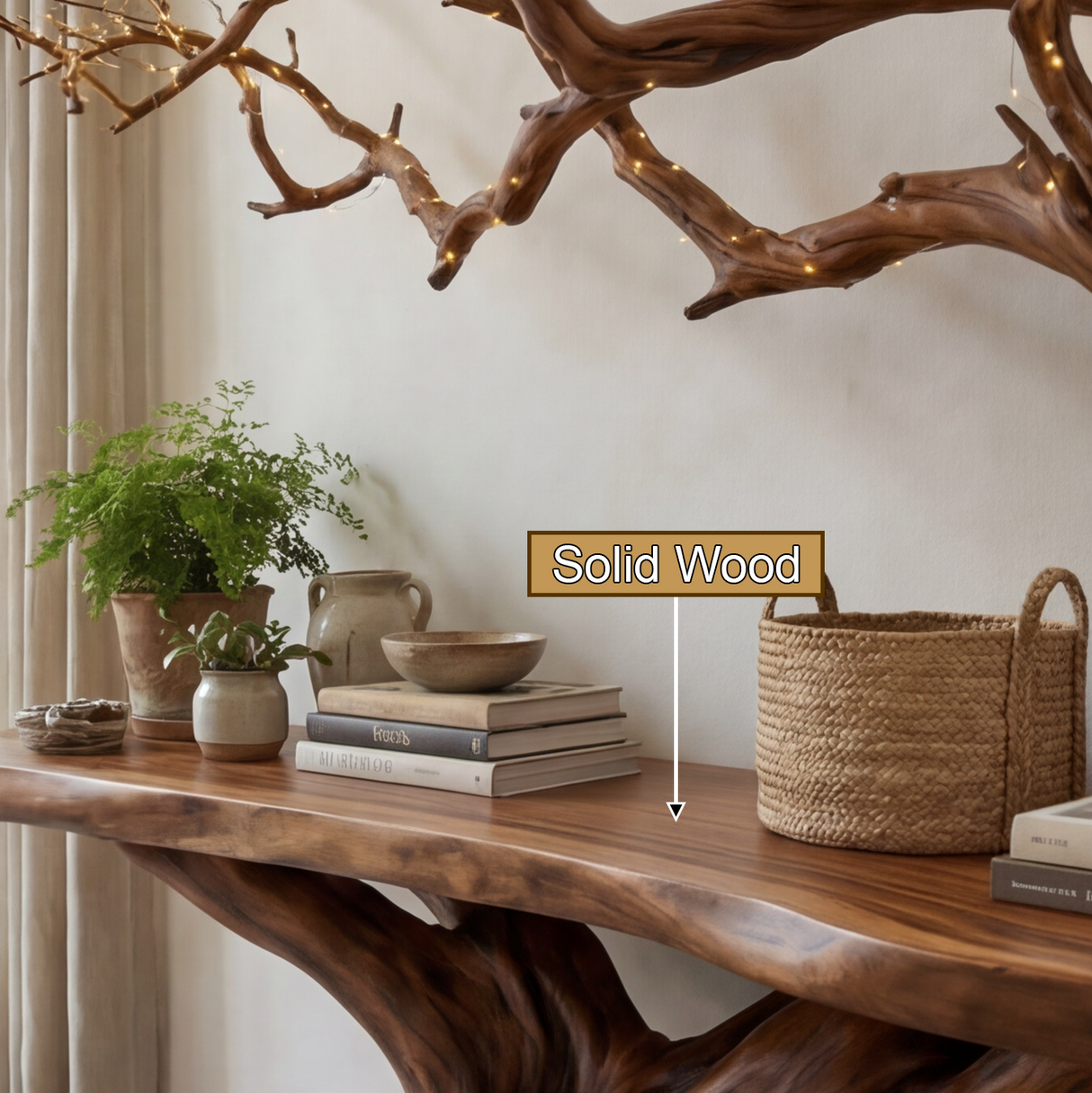 Eldravane Sculpted Solid Wood Console Table