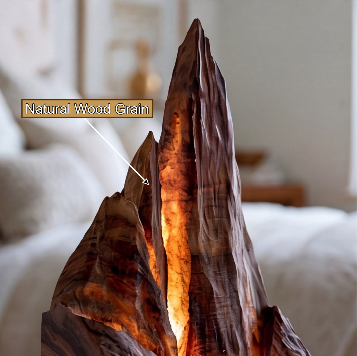 Eldraven Sculpted Solid Wood Mountain Table Lamp - Timberustic Table Lamp