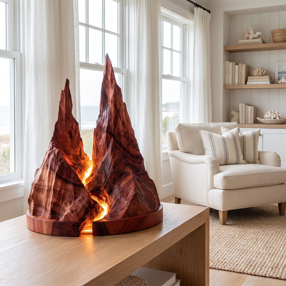 Eldravyn Sculpted Mountain Table Lamp Mahogany - Timberustic Table Lamp