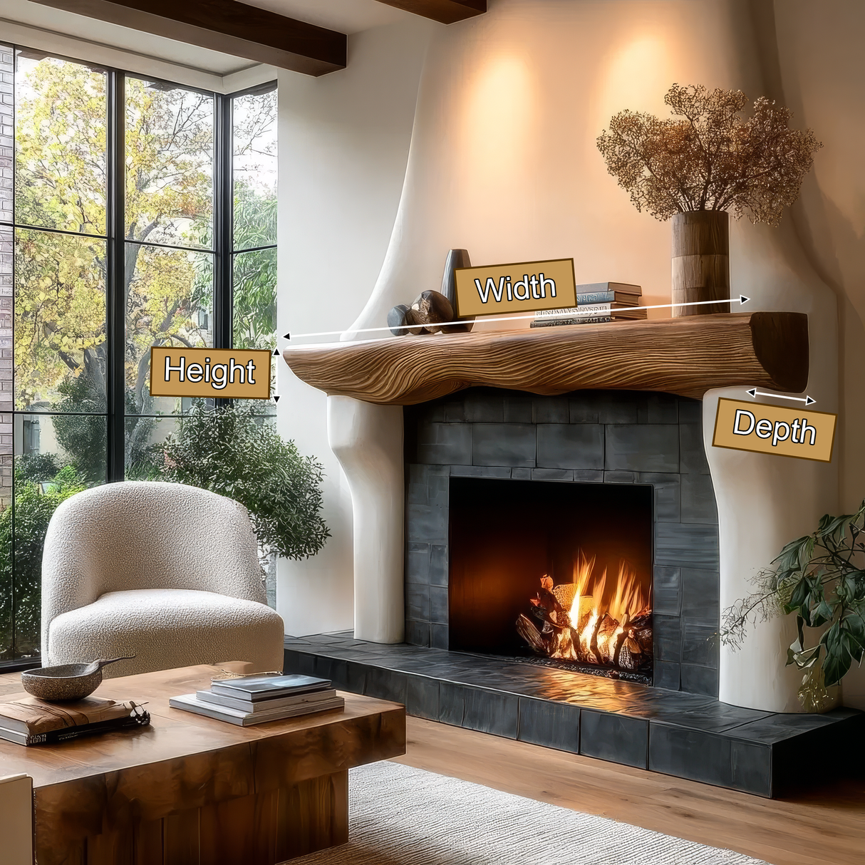 Eldrion Handcrafted Fireplace Mantel Shelf SPA253656 - Timberustic Fireplace Mantel Shelf