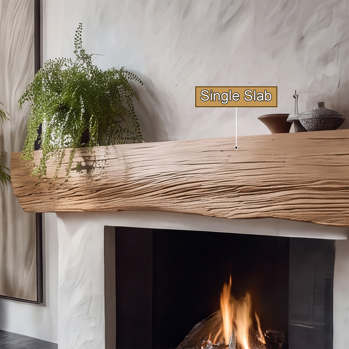 Eldros Live Edge Fireplace Mantel Shelf